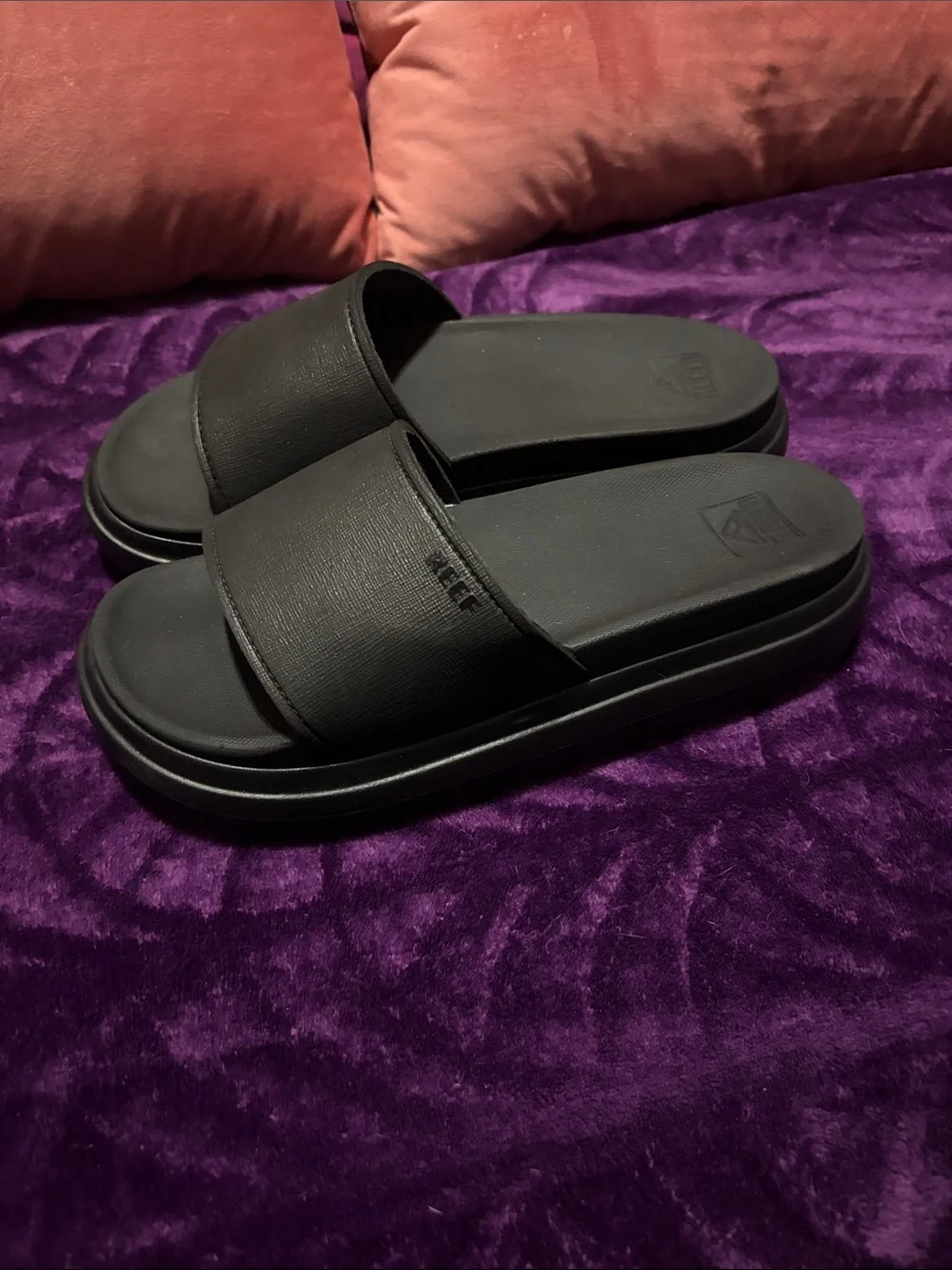 Reef Women's Black Platform Slide Sandals